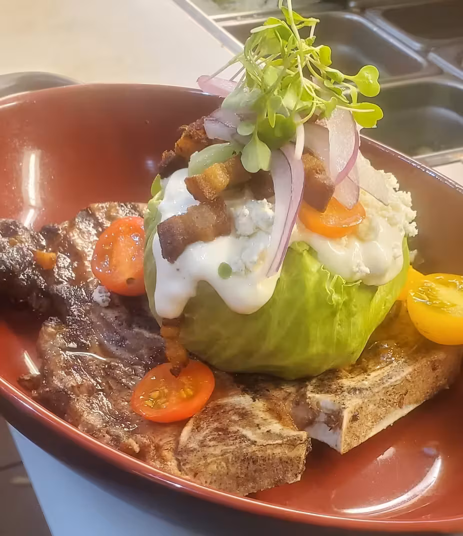 Roasted Bone Marrow and Steak Wedge Salad